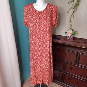 Erika Womens Midi Dress Floral Cottagecore Button 90s Vintage